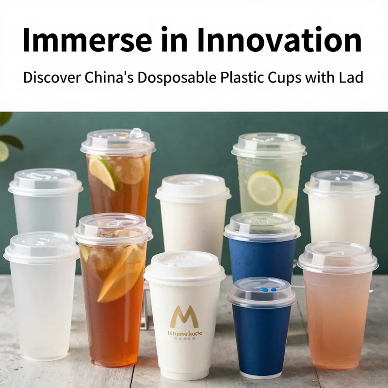 A diverse selection of disposable plastic cups with lids, illustrating options available from Chinese suppliers.