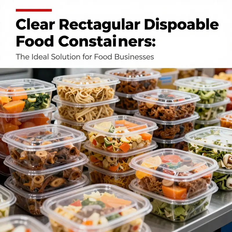Versatile clear rectangular food containers showcasing different food types.