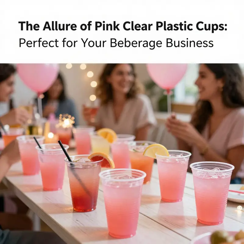 Pink clear plastic cups add a festive flair to events, making drinks visually appealing.