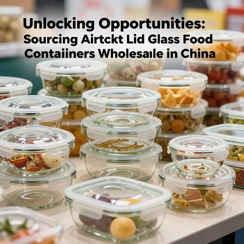 A stunning collection of airtight lid glass food containers presented in a marketplace, highlighting eco-friendly practices.