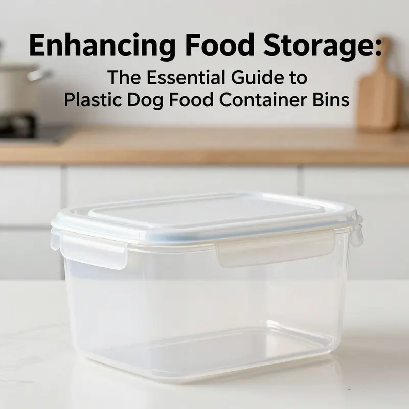 An example of a modern plastic dog food container bin designed for airtight sealing.