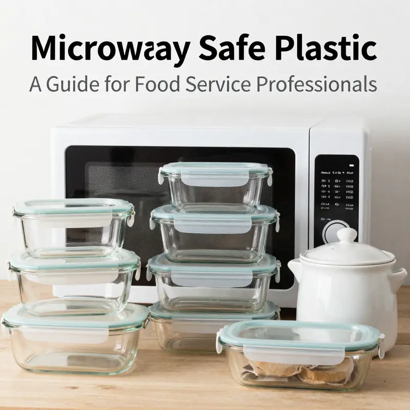 A variety of plastic containers, some marked microwave-safe, indicating the importance of labeling.