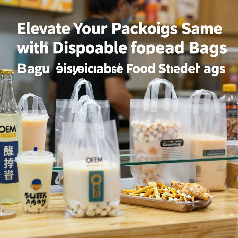 Various OEM disposable food storage bags demonstrating multiple design options and materials used.