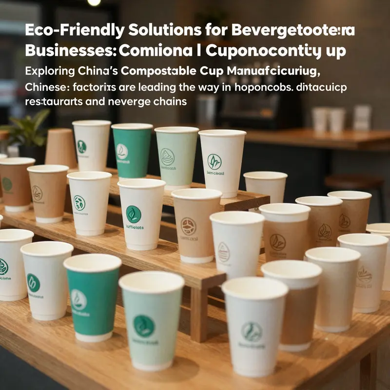 A variety of compostable cups displayed in a charming café, showcasing eco-friendly beverage solutions.