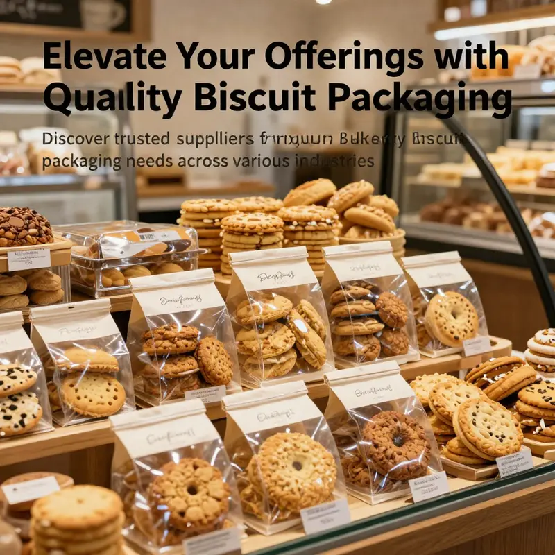 Bakery display featuring various biscuit products with quality packaging that enhances the overall visual appeal.