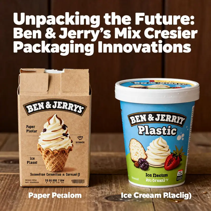 Comparison of paper and plastic packaging used by Ben & Jerry’s.