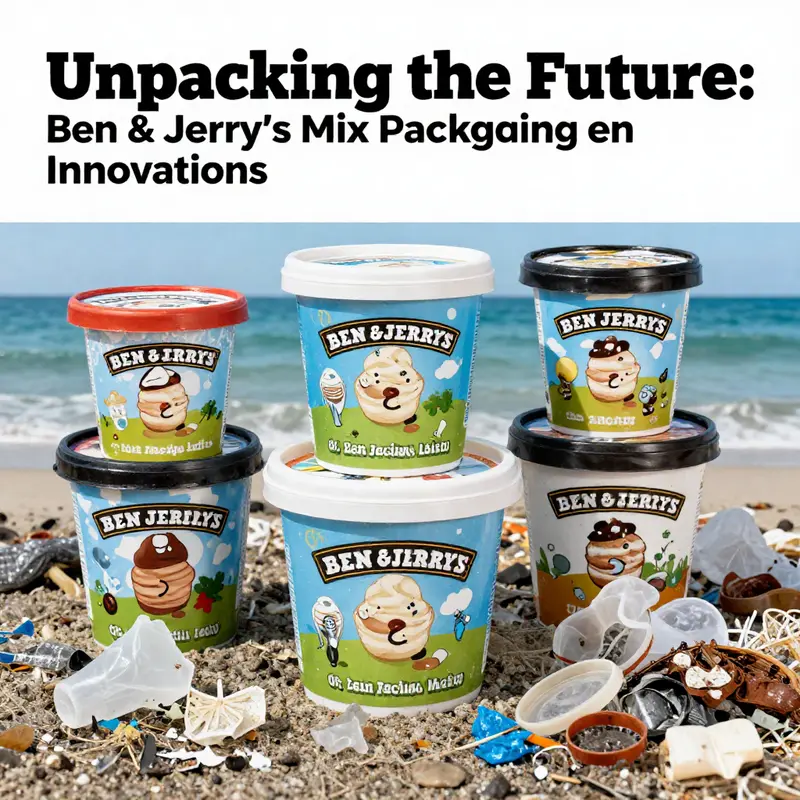 Comparison of paper and plastic packaging used by Ben & Jerry’s.