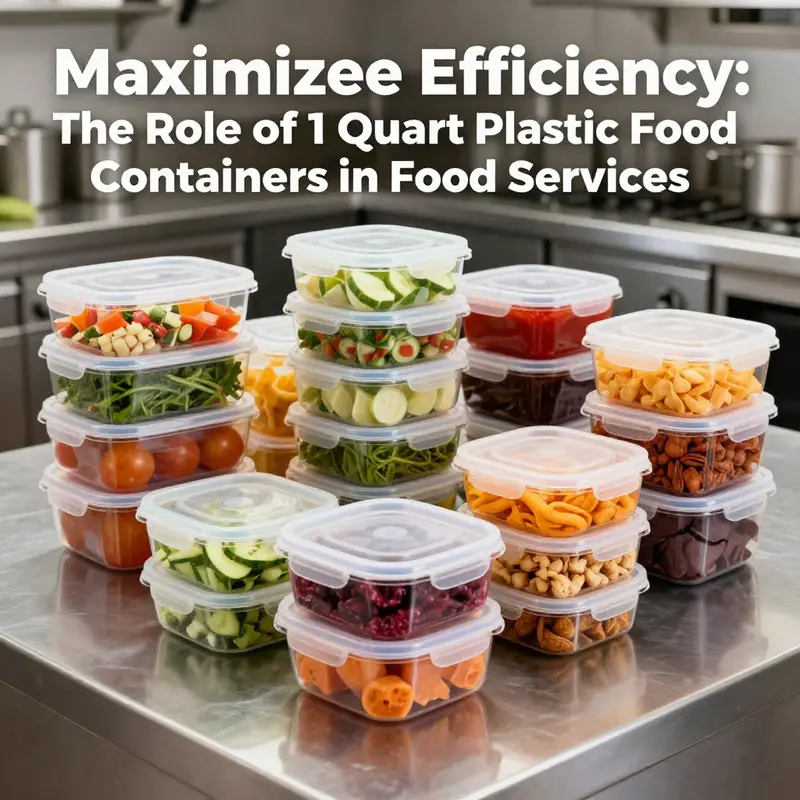 Showcasing various 1 quart plastic food containers filled with diverse ingredients, emphasizing practicality and convenience.
