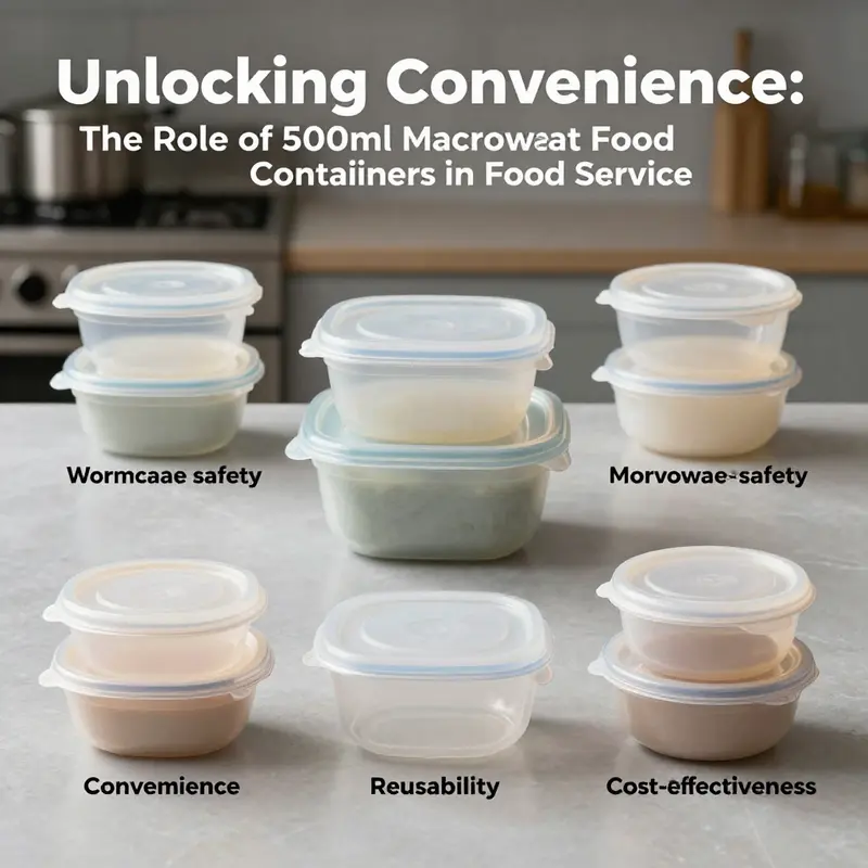 Detailed specifications of plastic 500ml microwave food takeaway containers highlight their essential features and compliance.