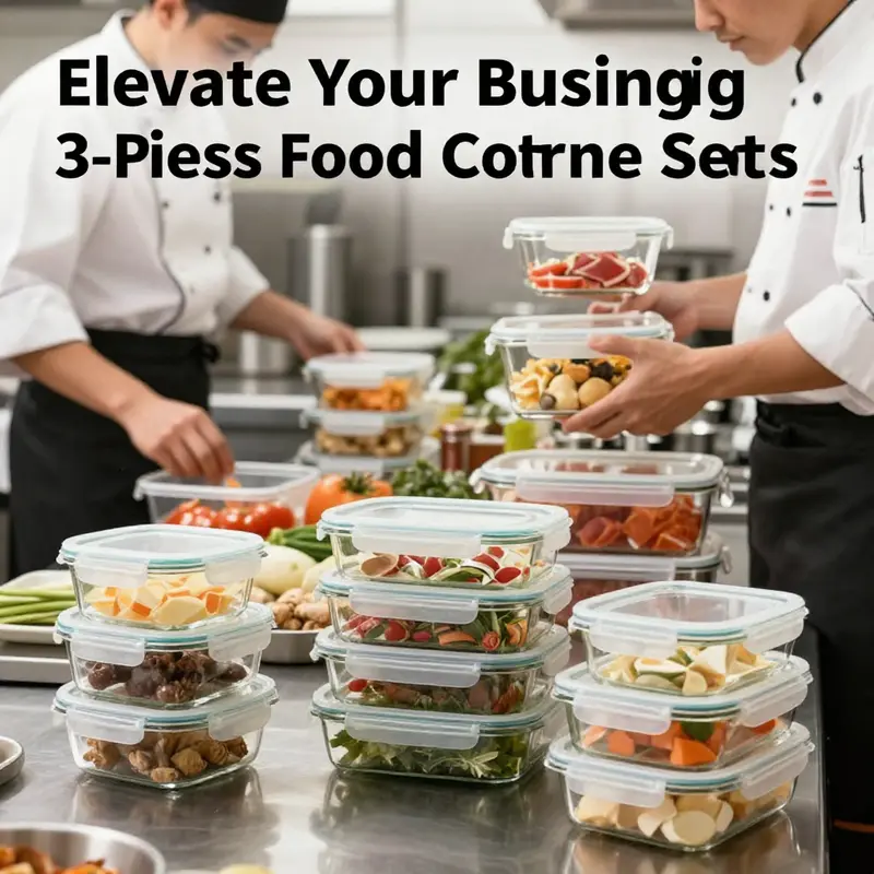 Highlighting the versatile features of 3-piece rectangle glass food container sets.
