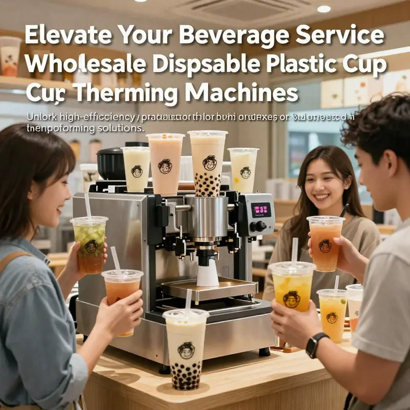 Customers enjoying drinks in a beverage shop, surrounded by various disposable plastic cups.
