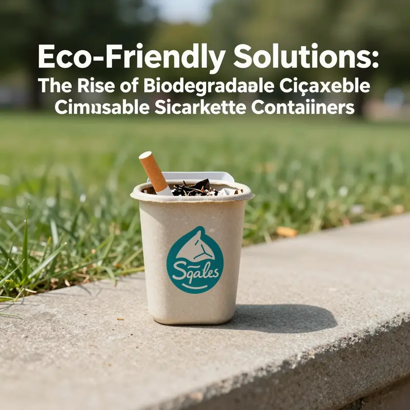 Biodegradable disposable cigarette container promoting waste reduction in an outdoor park.