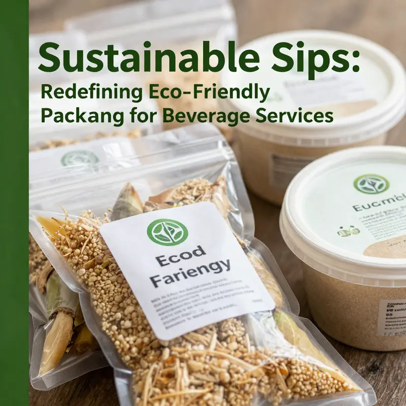 A showcase of innovative eco-friendly packaging materials that promote sustainability in food services.