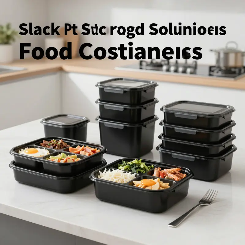 Versatile black bento boxes designed for portion-controlled meals, ideal for a variety of food service applications.