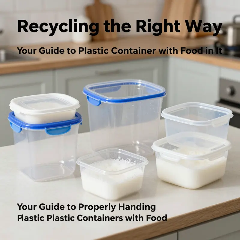 Properly cleaned plastic containers ready for recycling.