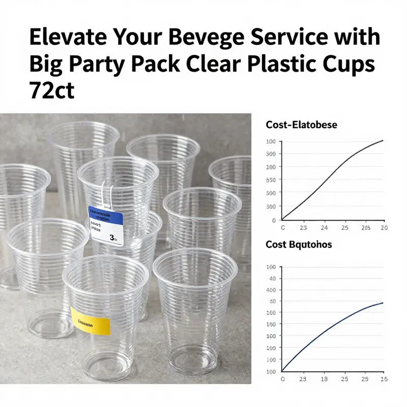 Highlighting the specifications of durable 10-ounce clear plastic cups ideal for various beverages.