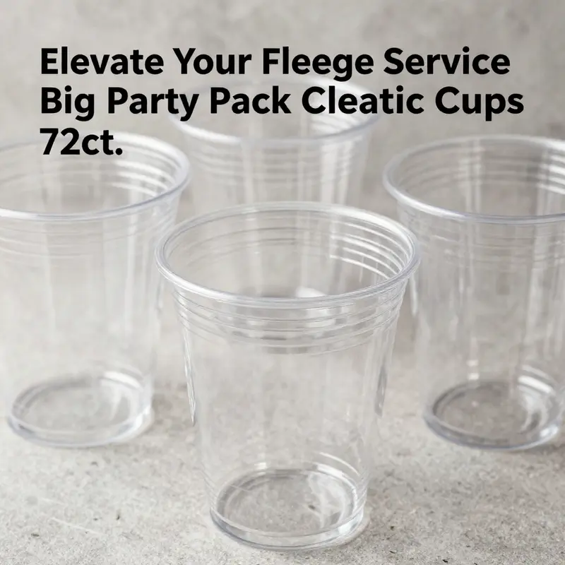 Highlighting the specifications of durable 10-ounce clear plastic cups ideal for various beverages.
