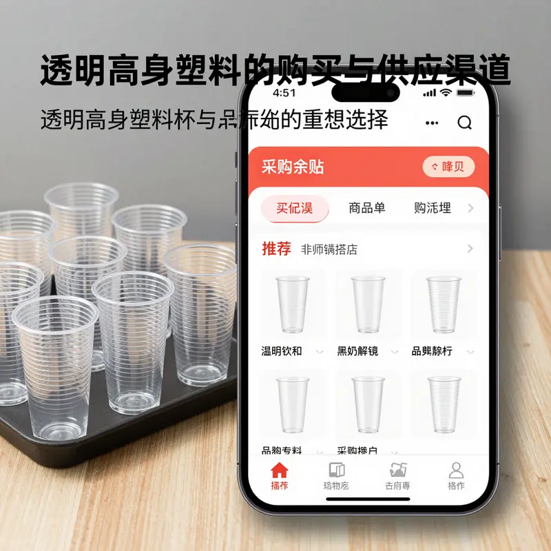 各种饮品盛装在透明高身塑料杯中，展现其产品特性和多样用途。