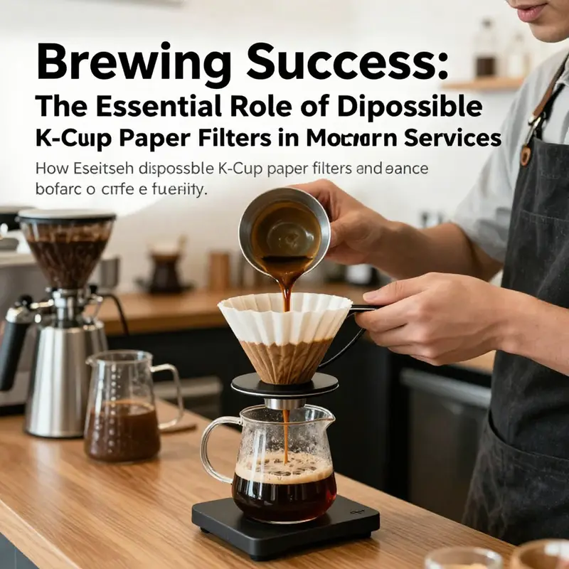 A barista in a modern coffee shop preparing coffee with disposable K-Cup paper filters, illustrating the brewing process.