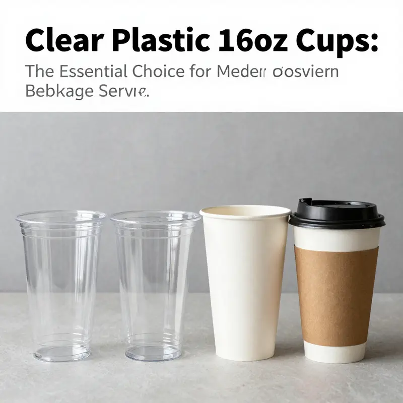 Clear plastic 16oz cups showcasing their clarity and capacity, perfect for cold beverages.