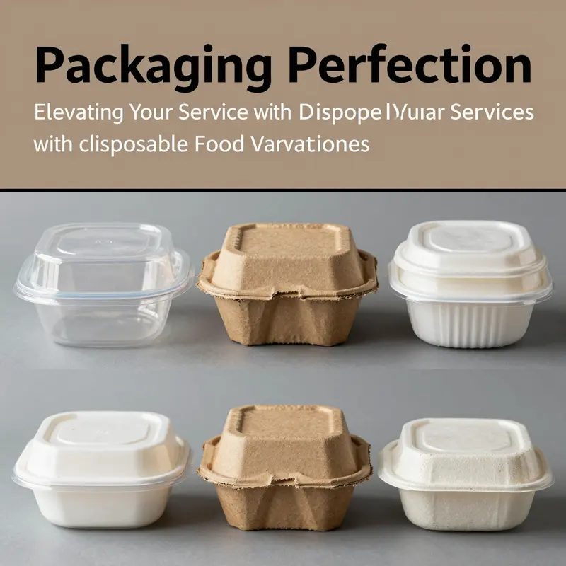 High-resolution images illustrating the design and functionality of disposable food containers.