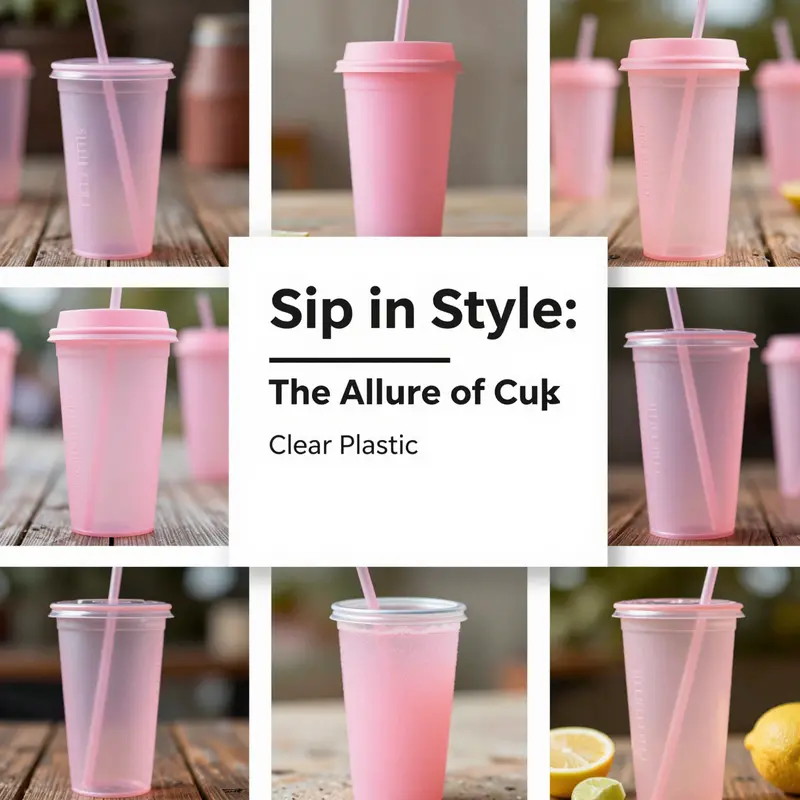 An array of pink portable clear plastic cups, showcasing their versatility and appeal for different occasions.