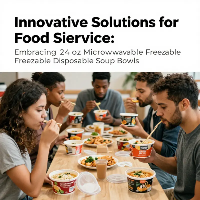 A showcase of the robust design and features of 24 oz soup bowls, perfect for hot or cold food.