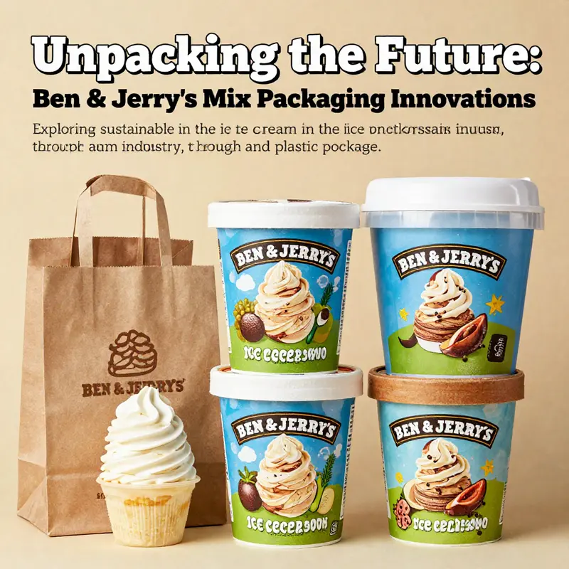 A cover image showcasing a variety of Ben & Jerry's ice cream packaging, emphasizing the contrast between paper and plastic.