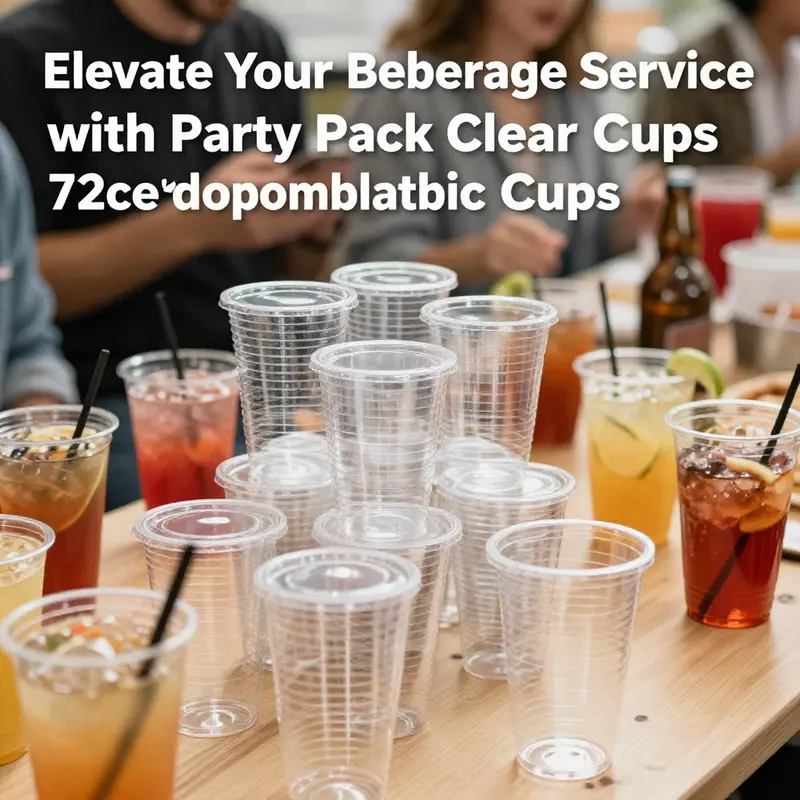 A colorful event table decorated with clear plastic cups used for drinks, highlighting their functionality and aesthetic appeal.