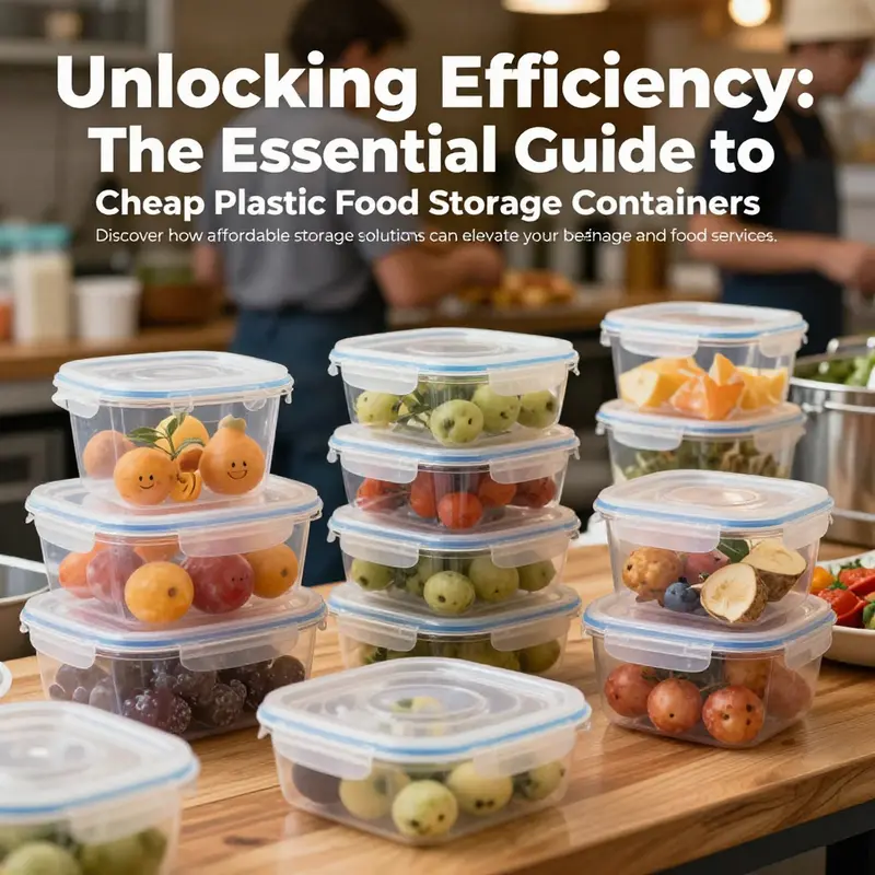 A variety of cheap plastic food storage containers used in a busy food service setting.