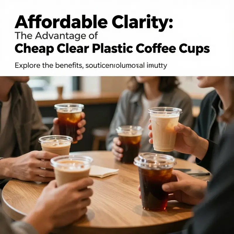 Café atmosphere showing customers sipping drinks from clear plastic coffee cups.
