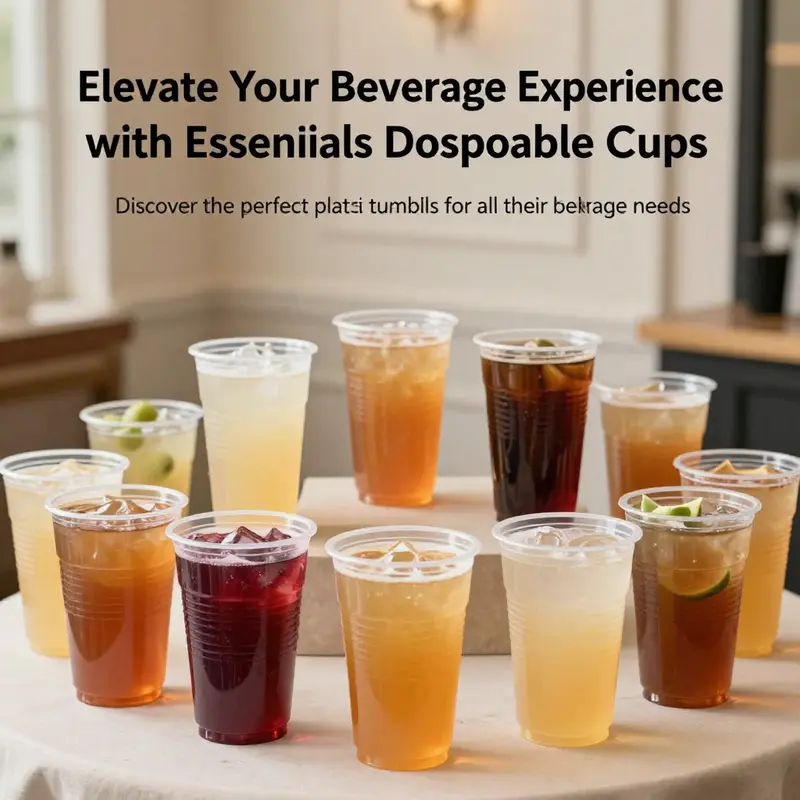 A visually appealing array of disposable plastic tumblers filled with drinks, ideal for events.