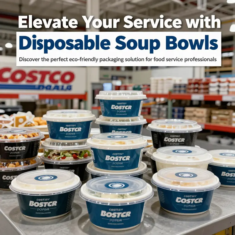 Engaging image showcasing diverse food service environments using biodegradable soup bowls with lids from Costco.