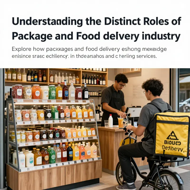 A vibrant image of a beverage shop illustrating both package deliveries and food delivery operations.
