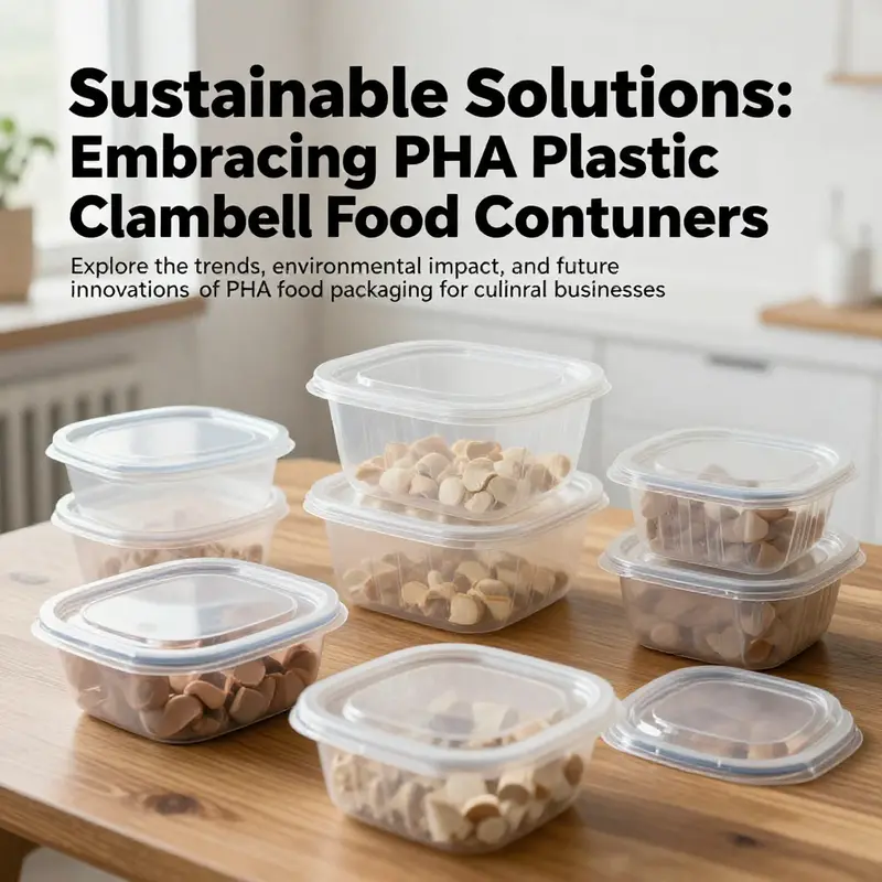 A range of PHA plastic food containers arranged on a table, highlighting their eco-friendly design and appeal.