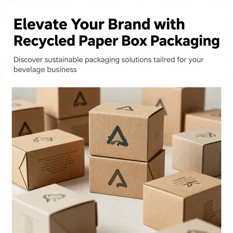 Branded recycled paper boxes displayed in an attractive and sustainable setting.