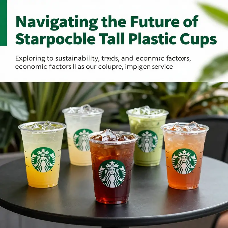 Stylishly arranged Starbucks disposable tall plastic cups with iced drinks on a table, showcasing trends in beverage service.