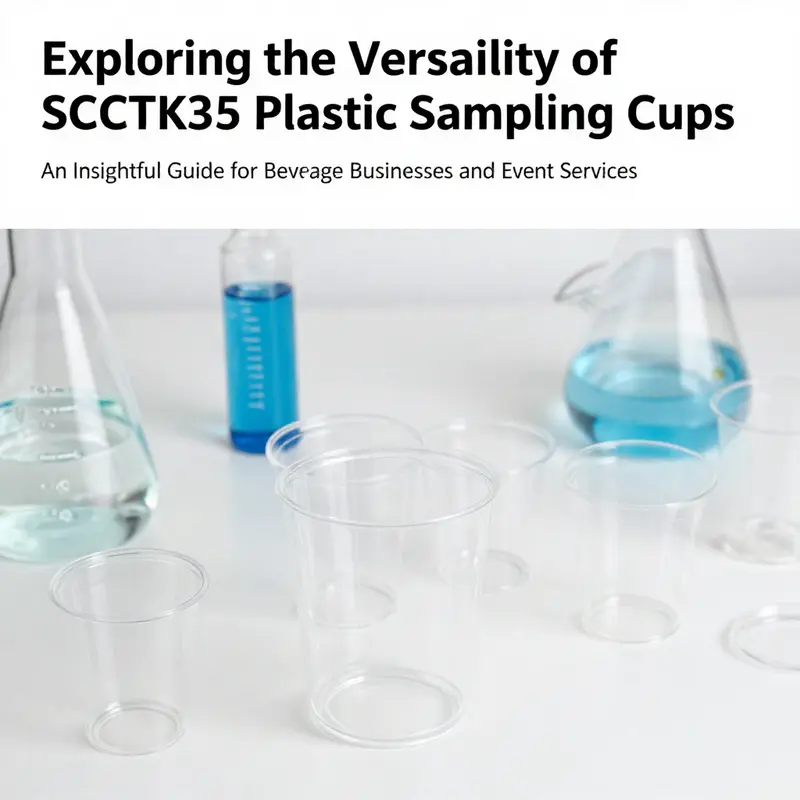An assortment of SCCTK35 plastic sampling cups displayed with laboratory materials to showcase their versatility.