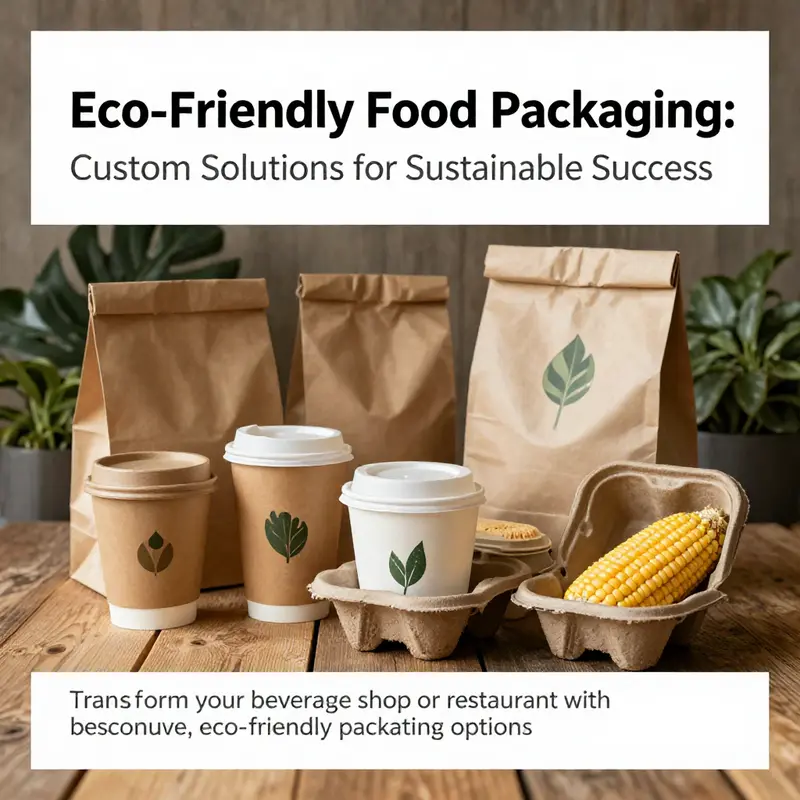A rich compilation of various eco-friendly food packaging materials arranged artistically with natural elements, representing sustainability.