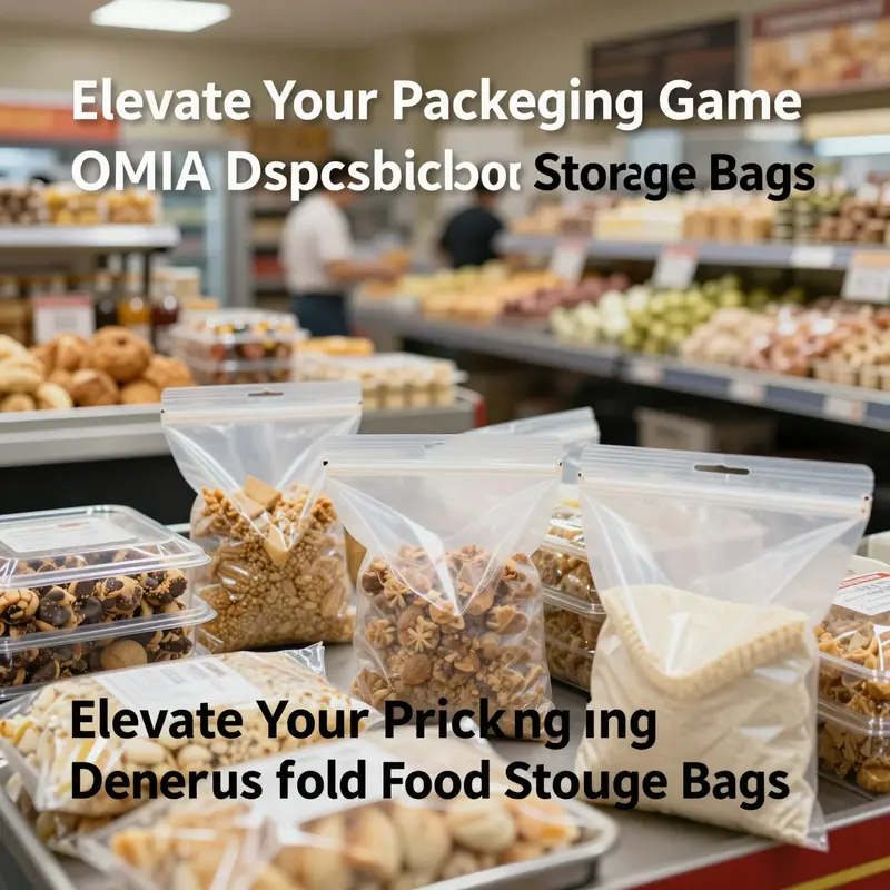 A vivid portrayal of various OEM disposable food storage bags used in a dynamic food service environment.