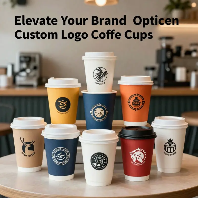 A collection of customized logo coffee cups highlighting unique branding options.