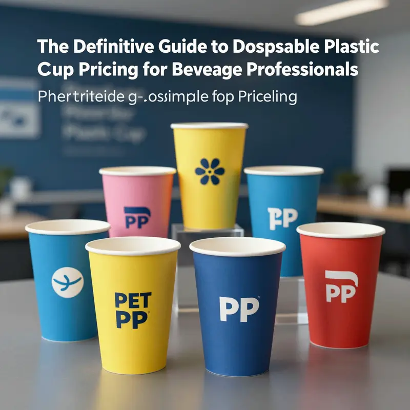 A variety of transparent PP disposable cups showcasing their sizes and clarity.