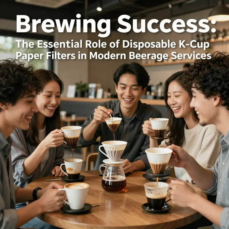 A barista skillfully brews coffee using disposable K-Cup paper filters, highlighting their role in enhancing flavor and cleanliness.