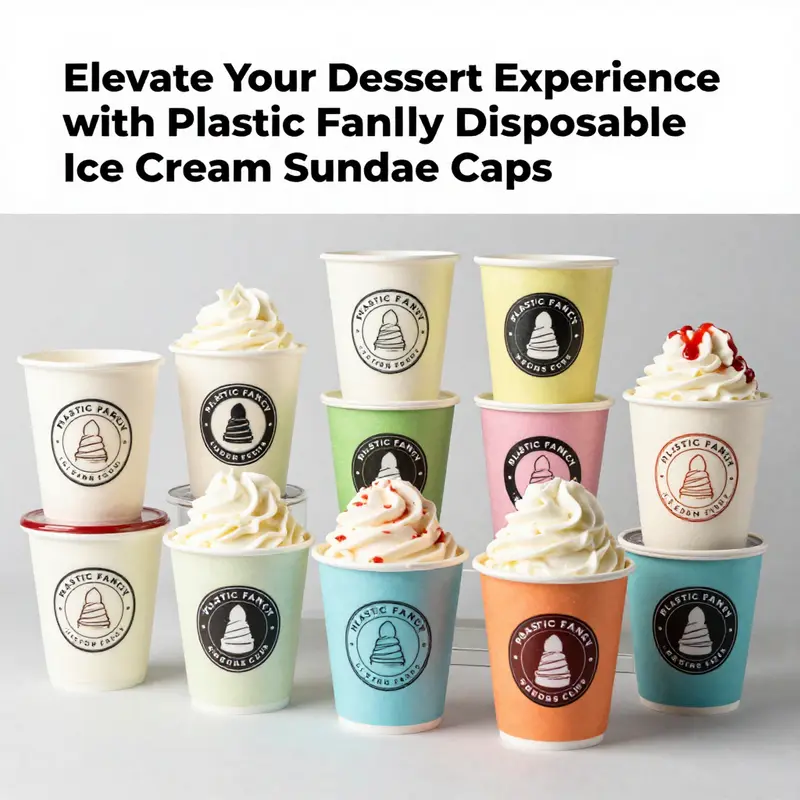 A vibrant display of innovative design options for plastic fancy disposable ice cream sundae cups.