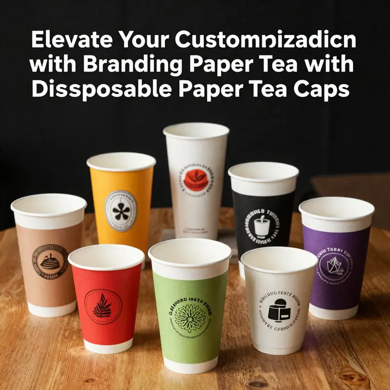Customers savoring their beverages in stylish disposable paper tea cups with handles.