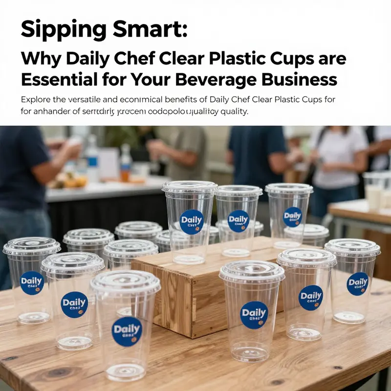 An inviting display of Daily Chef Clear Plastic Cups set against a vibrant event backdrop, showcasing their utility.