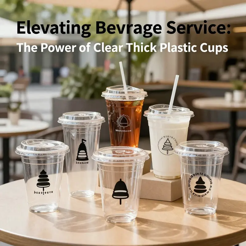The robust structure of clear thick plastic cups emphasizes durability and quality.