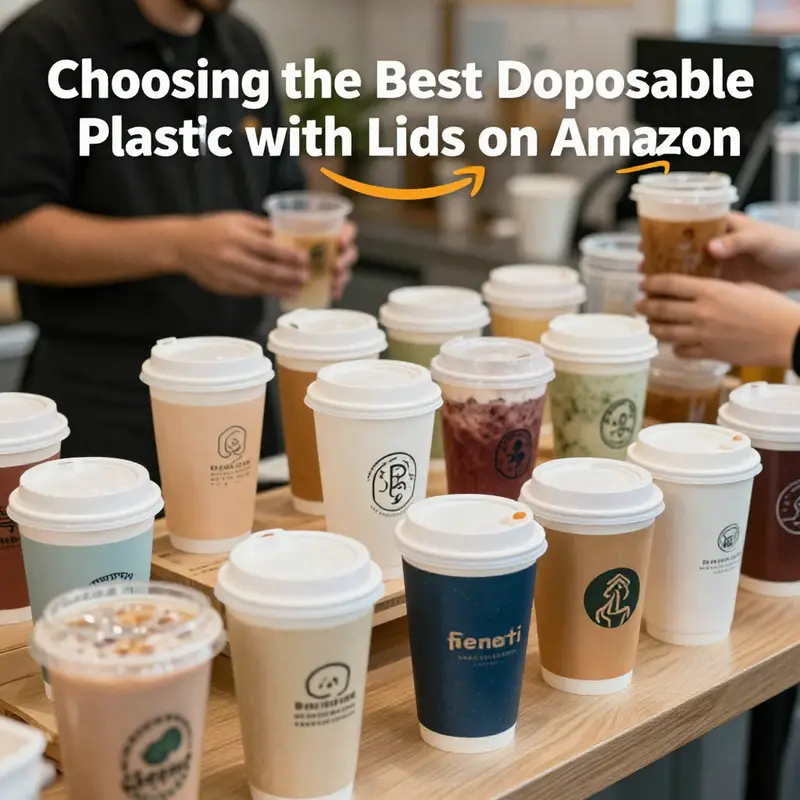 An inviting view of customers at a café enjoying beverages served in colorful disposable plastic cups with lids.