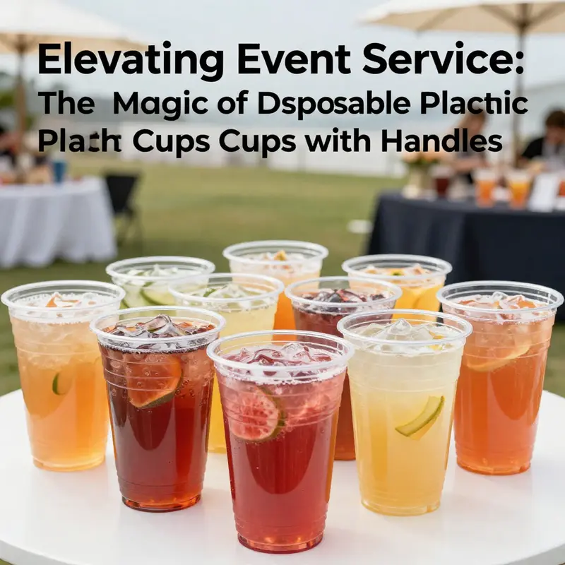 A variety of disposable plastic punch cups with handles at an outdoor event, filled with colorful beverages, reflecting their use in gatherings.