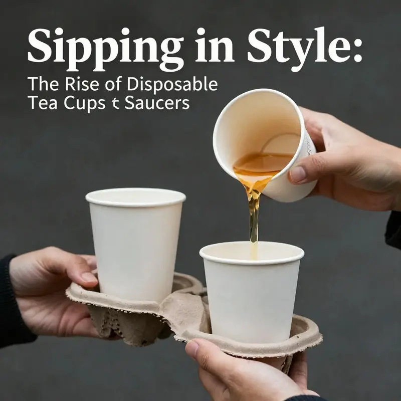 Showcasing the eco-friendly materials used in disposable paper tea cups and saucers.